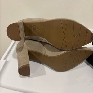 Aquatalia Taupe Suede Heeled Ankle Boots